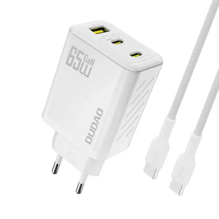 Dudao A29C 65W GaN стенно зарядно Бяло + USB-C кабел