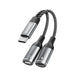 Dudao L13C + 2в1 USB-C адаптер - сив