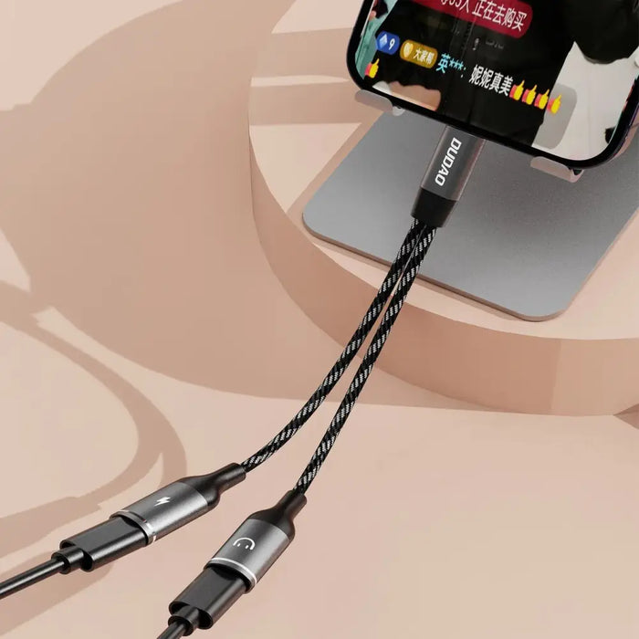 Dudao L13C + 2в1 USB-C адаптер - сив