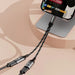Dudao L13C + 2в1 USB-C адаптер - сив