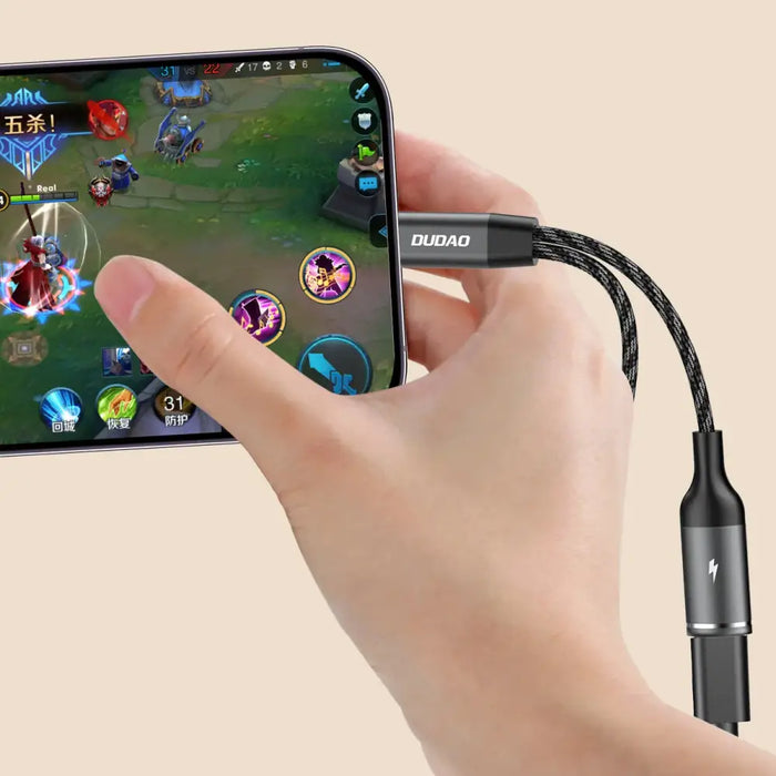 Dudao L13C + 2в1 USB-C адаптер - сив