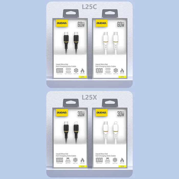 Dudao L25C USB-C - USB-C силиконов кабел 60W 1m - бял