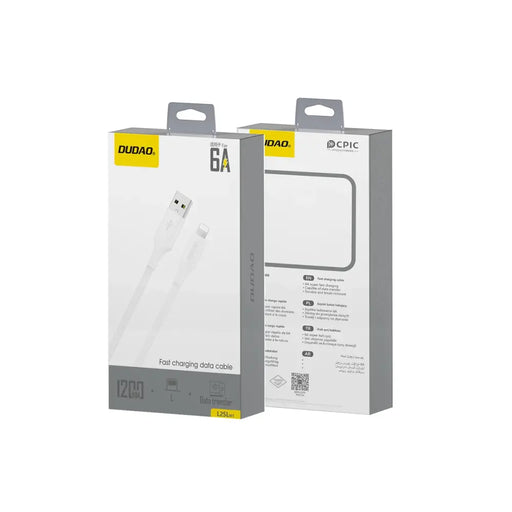 Dudao L2sL USB-A - Lightning 6A кабел 1,2 м - бял