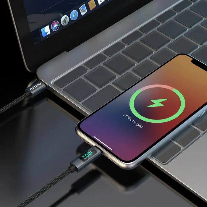 Dudao L7C USB-C - USB-C 100W кабел с LED дисплей 1 м - черен