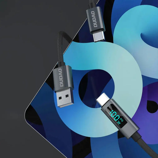Dudao L7C USB-C - USB-C 100W кабел с LED дисплей 1 м - черен