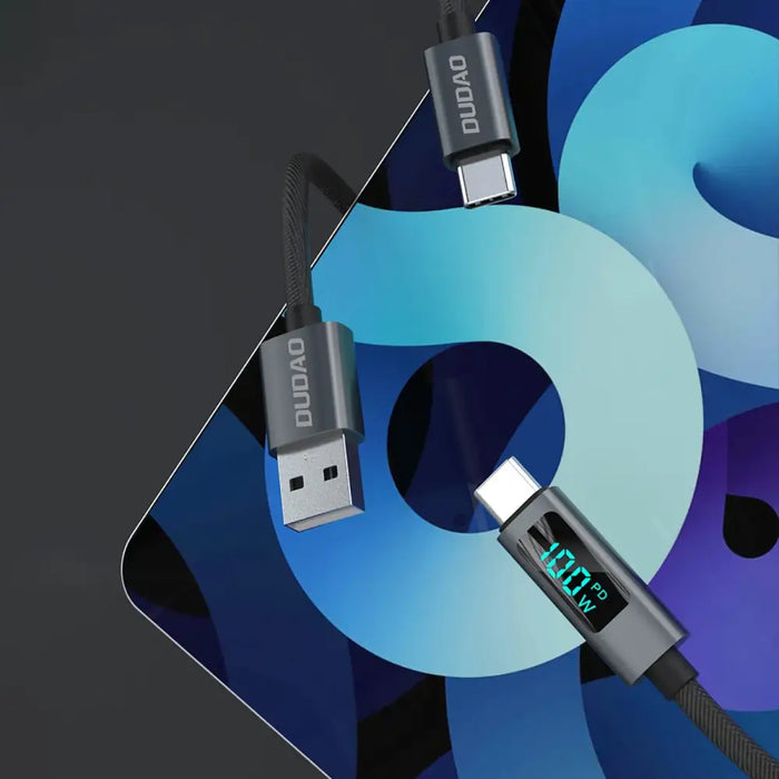 Dudao L7C USB-C - USB-C 100W кабел с LED дисплей 1 м - черен