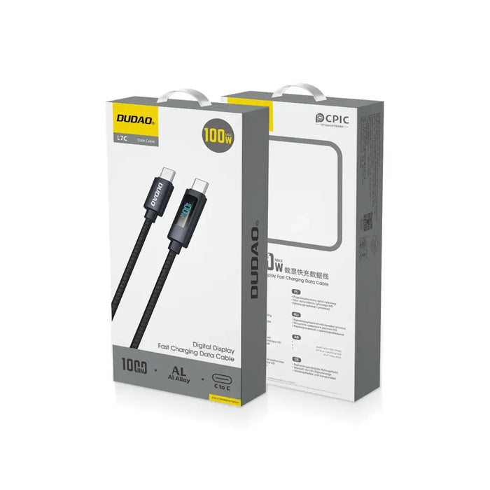 Dudao L7C USB-C - USB-C 100W кабел с LED дисплей 1 м - черен