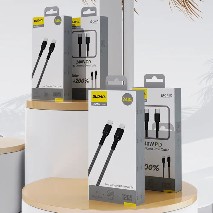 Dudao L9C Max 240W PD USB-C - USB-C кабел 1,2 м - черен