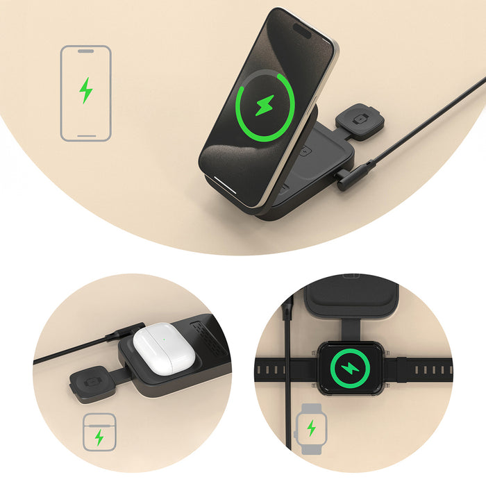 Dudao A11 Max 3-в-1 индуктивна зарядна станция, съвместима с MagSafe - сива