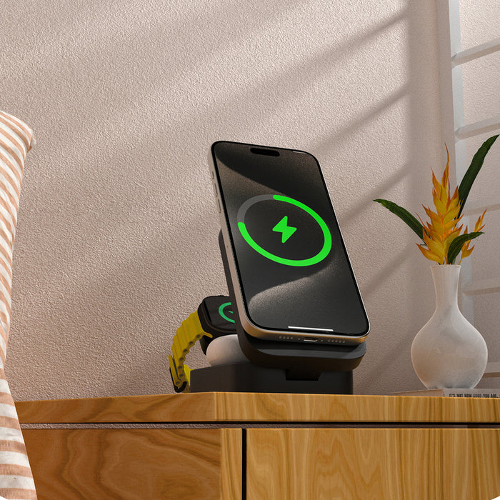 Dudao A11 Max 3-в-1 индуктивна зарядна станция, съвместима с MagSafe - сива