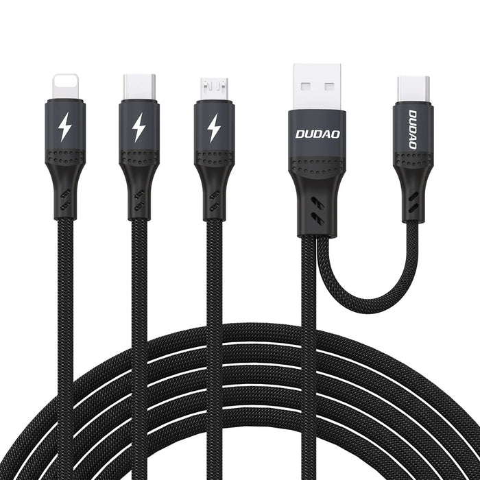 Кабел Dudao L3W USB-A/USB-C към Lightning/USB-C/MicroUSB 66W - черен