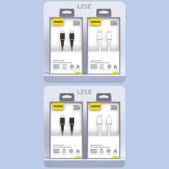 Dudao L25C USB-C - USB-C силиконов кабел 60W 1m - бял