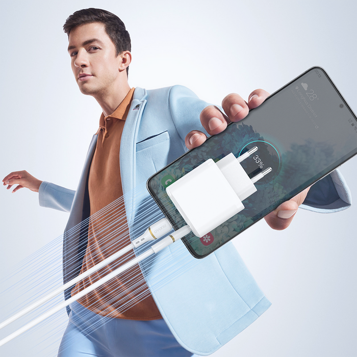 Dudao L25L USB-A - Lightning кабел 1m 30W с мека силиконова оплетка - бял