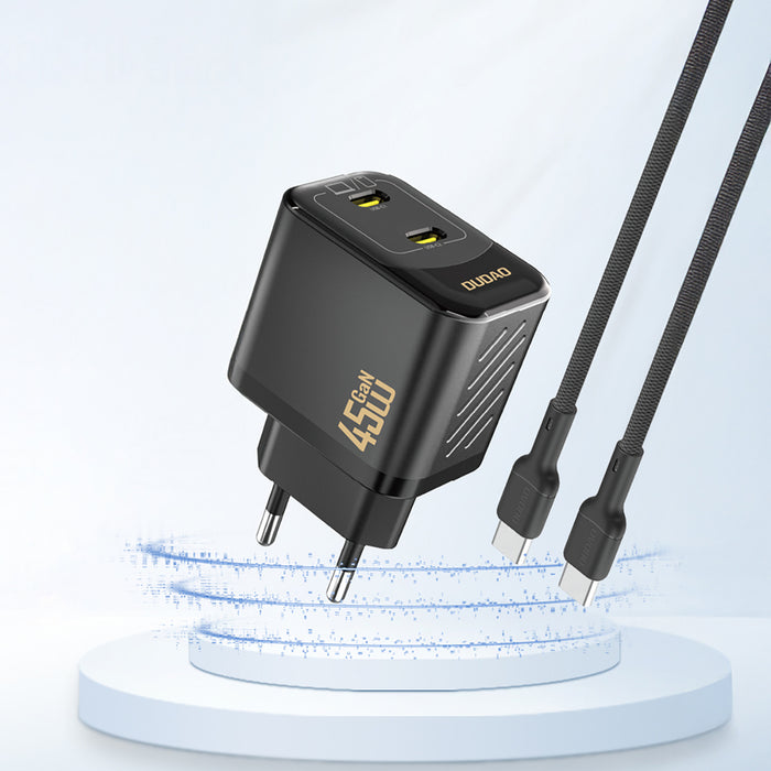 Зарядно за стена Dudao A28PEU PD 45W GaN 2xUSB - черно