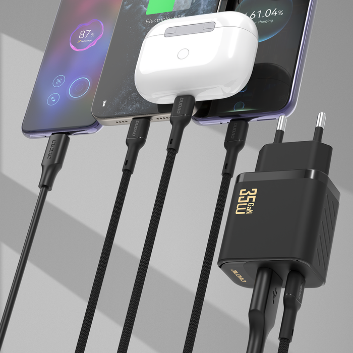 Зарядно за стена Dudao A27MaxCEU PD QC 35W USB-A USB-C с USB-C кабел - черно
