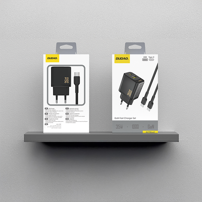 Зарядно за стена Dudao A27MaxCEU PD QC 35W USB-A USB-C с USB-C кабел - черно
