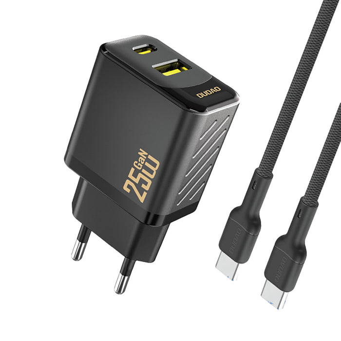 Зарядно за стена Dudao A26TCEU PD QC 25W GaN USB-A USB-C с USB-C кабел - черно