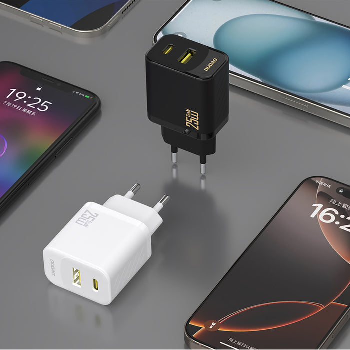 Зарядно за стена Dudao A26TCEU PD QC 25W GaN USB-A USB-C с USB-C кабел - черно