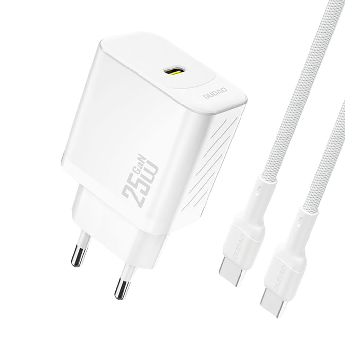 Зарядно за стена Dudao A27CEU PD 25W GaN SB-C с USB-C кабел - бяло