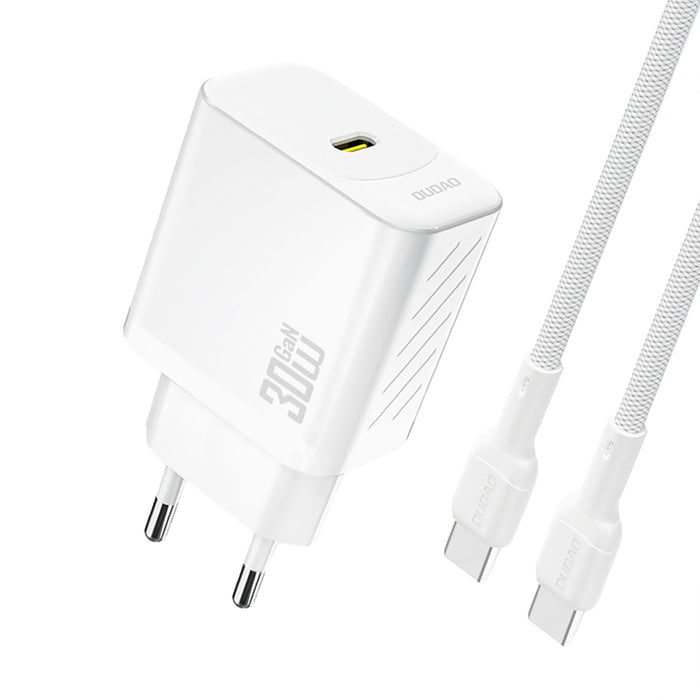 Зарядно за стена Dudao A27PCEU PD 30W GaN USB-C с USB-C кабел - бяло