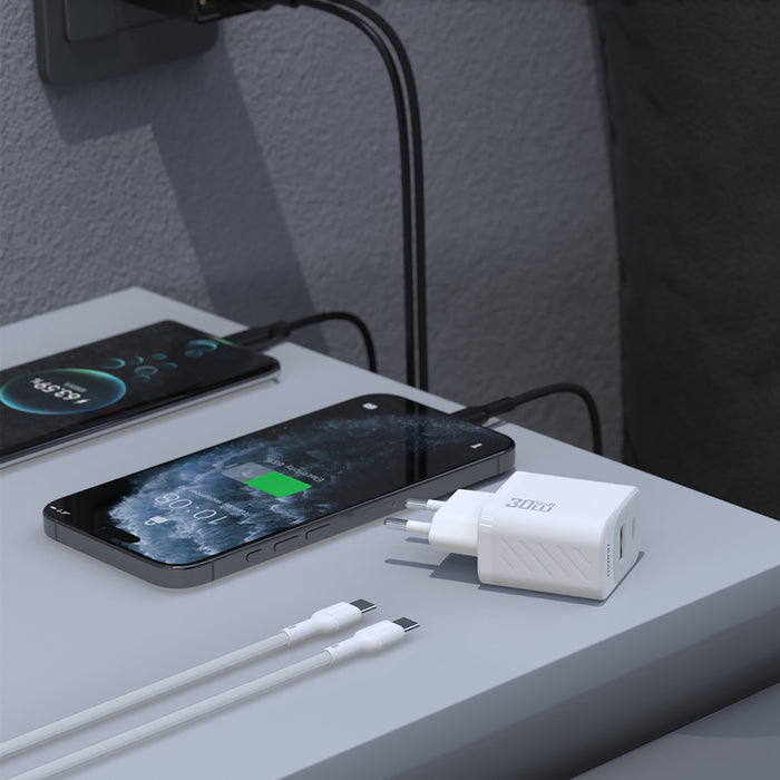 Зарядно за стена Dudao A27TCEU PD 30W GaN USB-A USB-C с USB-C кабел - черно