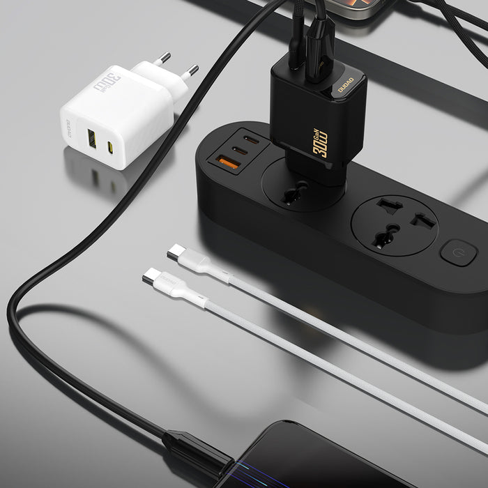 Зарядно за стена Dudao A27TCEU PD 30W GaN USB-A USB-C с USB-C кабел - бяло