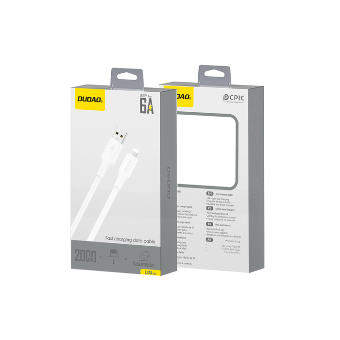 Dudao L2sL USB-A - Lightning 6A кабел 1,2 м - бял