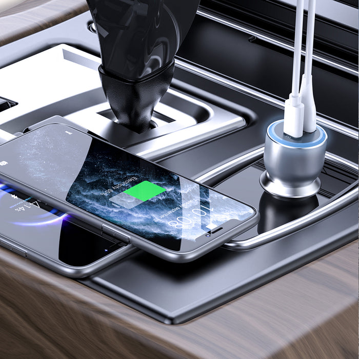 Dudao R4Ultra 120W Power Delivery Бързо зареждане LED зарядно за кола USB-A USB-C - сиво