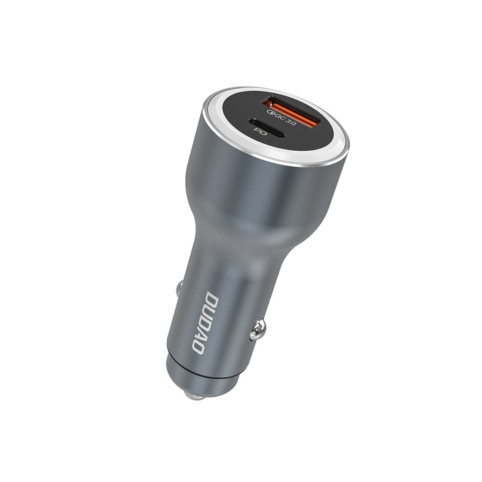 Dudao R4Ultra 120W Power Delivery Бързо зареждане LED зарядно за кола USB-A USB-C - сиво