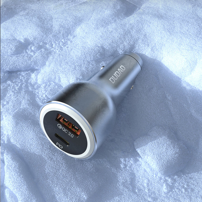 Dudao R4Ultra 120W Power Delivery Бързо зареждане LED зарядно за кола USB-A USB-C - сиво