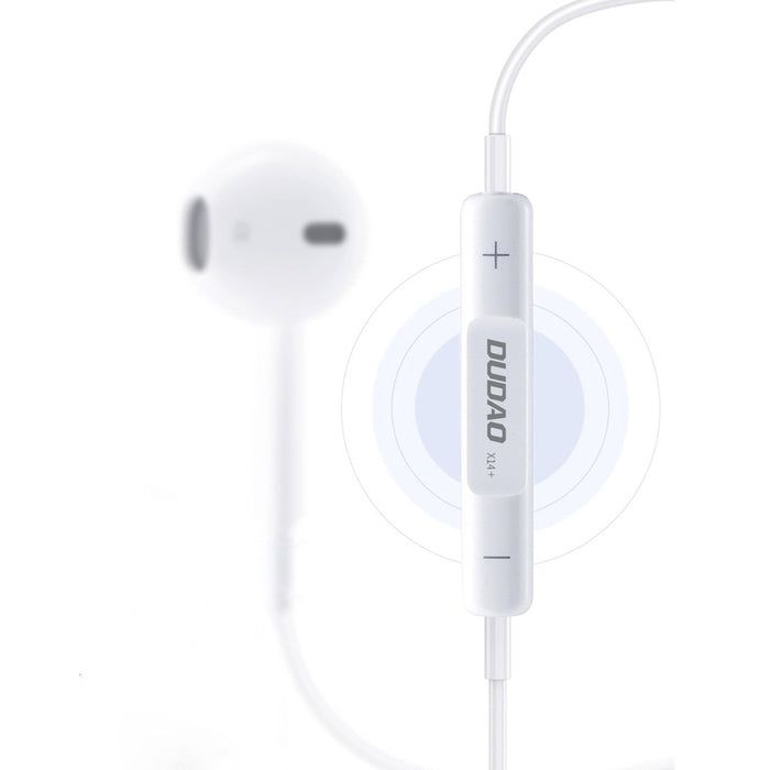Dudao X14+ кабелни слушалки за уши с Lightning конектор 1.2 м - бели