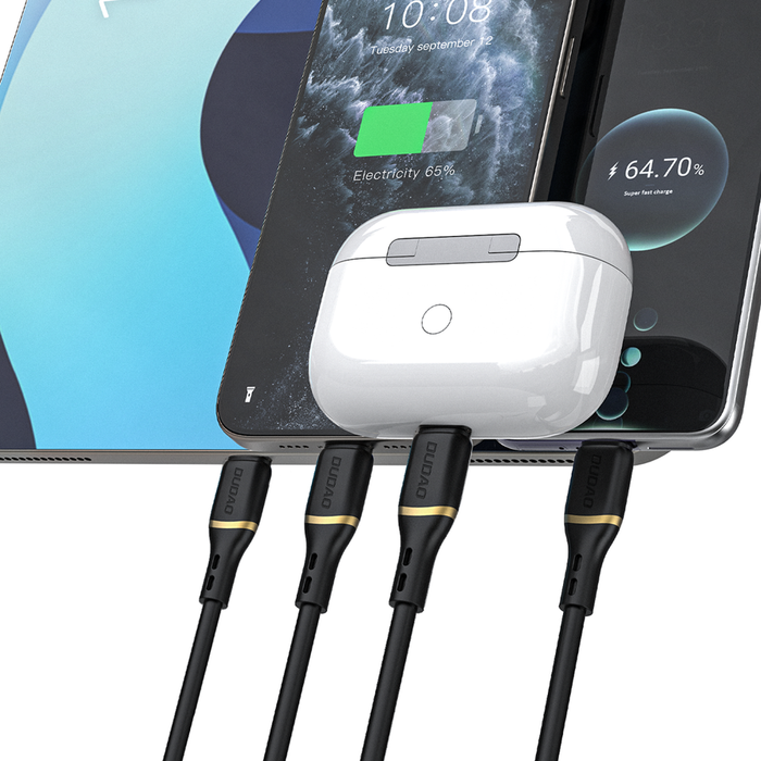 Dudao L25L 30W USB-A - Lightning кабел с мека силиконова оплетка Lightning 1m - черен