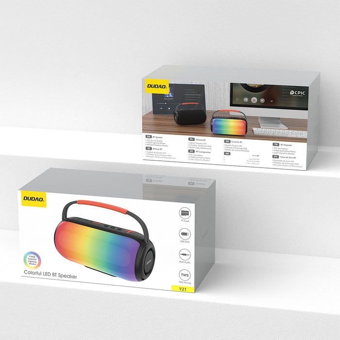 Безжичен високоговорител Dudao Y21 с RGB подсветка Bluetooth 5.3 - черен