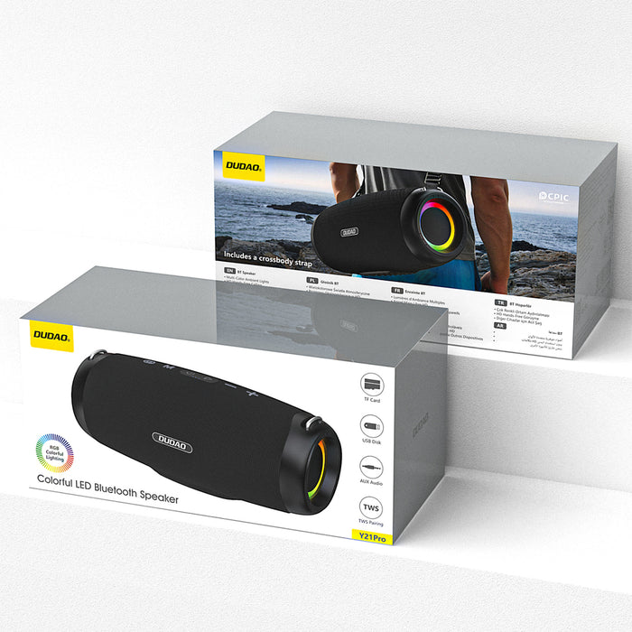 Безжичен високоговорител Dudao Y21Pro с RGB подсветка Bluetooth 5.3 - черен