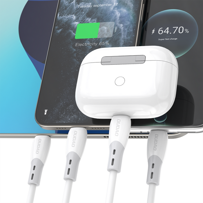 Dudao L25SC 60W USB-C - USB-C кабел с мека силиконова оплетка 2 м - бял