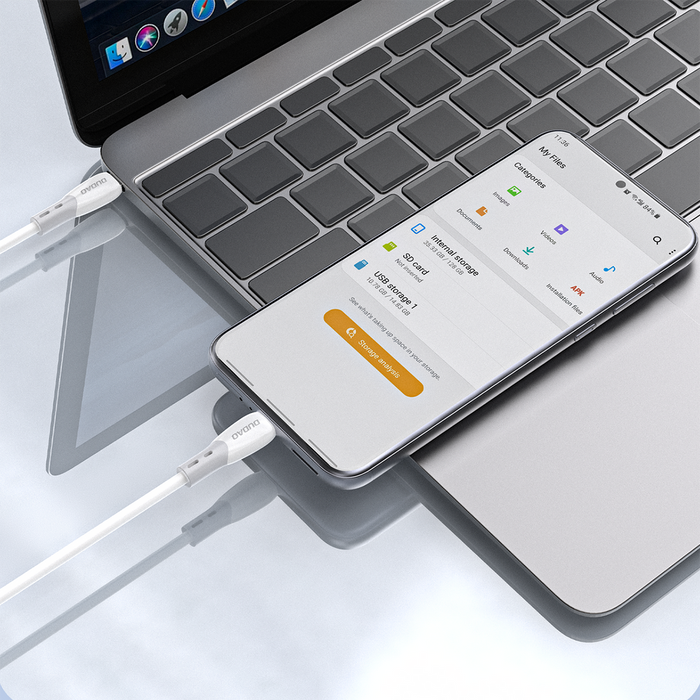 Dudao L25SC 60W USB-C - USB-C кабел с мека силиконова оплетка 2 м - бял