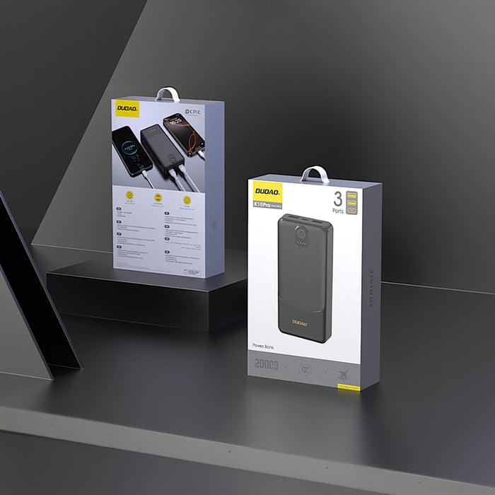 Dudao K10Pro Преносима батерия Powerbank 2.4A 20000mAh 2 x USB-A - Черен