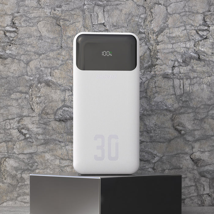 Външна батерия Dudao K15Max 30000mAh PD 22.5W с USB-C и Lightning кабели - бяла