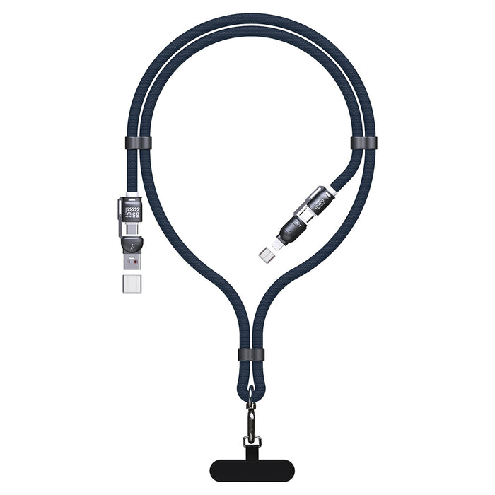 Dudao L20Max 65W 4-в-1 кабел с връзка за връзка USB-C към USB-C с Lightning и USB-A адаптери - син
