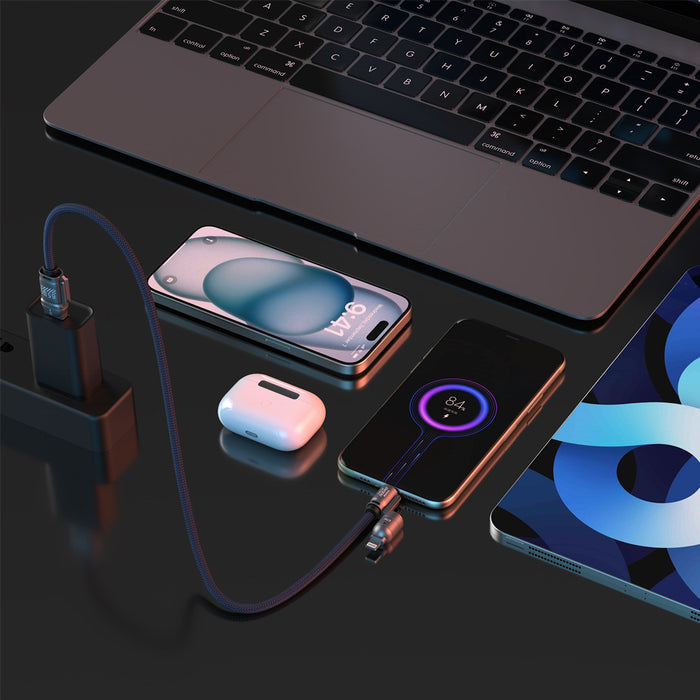 Dudao L20Max 65W 4-в-1 кабел с връзка за връзка USB-C към USB-C с Lightning и USB-A адаптери - син