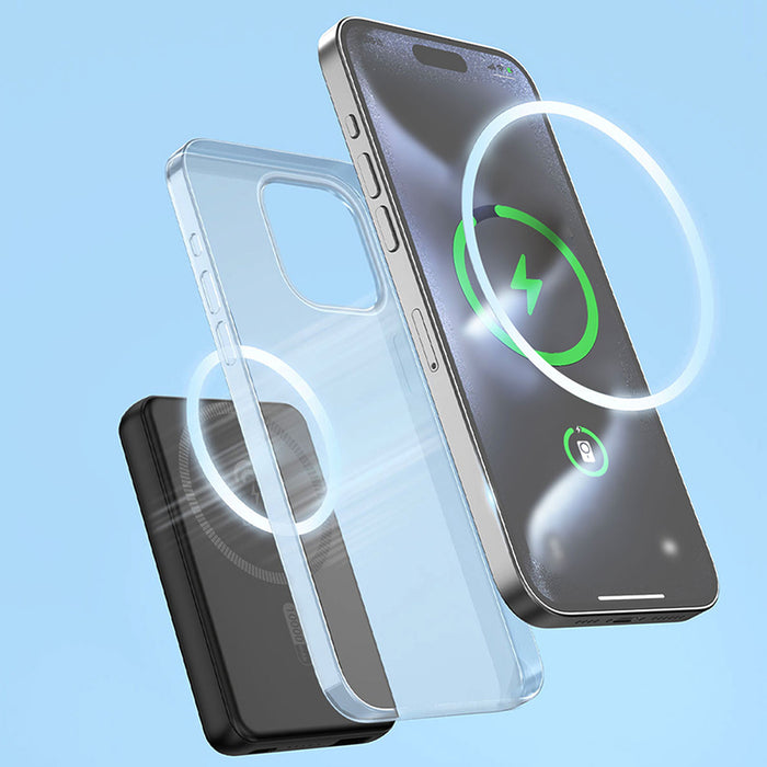 Dudao K14S Магнитна външна батерия 20W 5000mAh 1x USB-A 1x USB-C - Черна