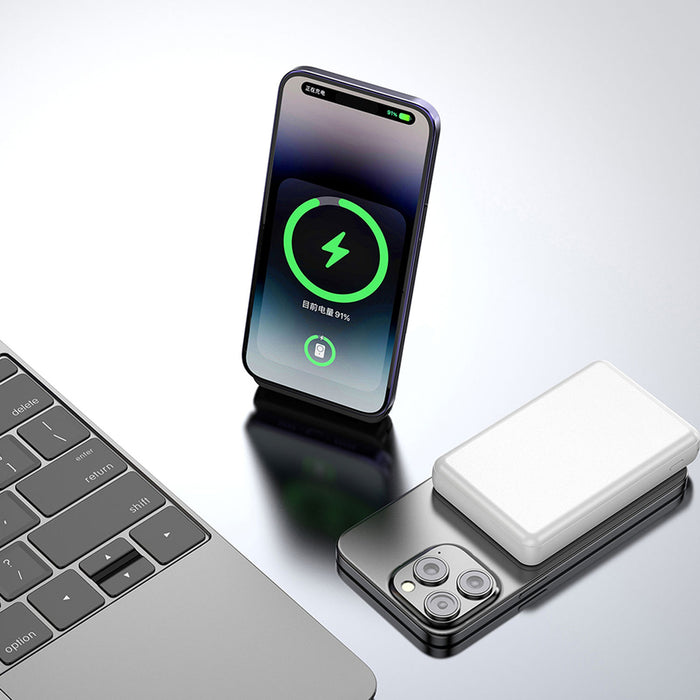 Dudao K14S Магнитна външна батерия 20W 5000mAh 1x USB-A 1x USB-C - Бяла