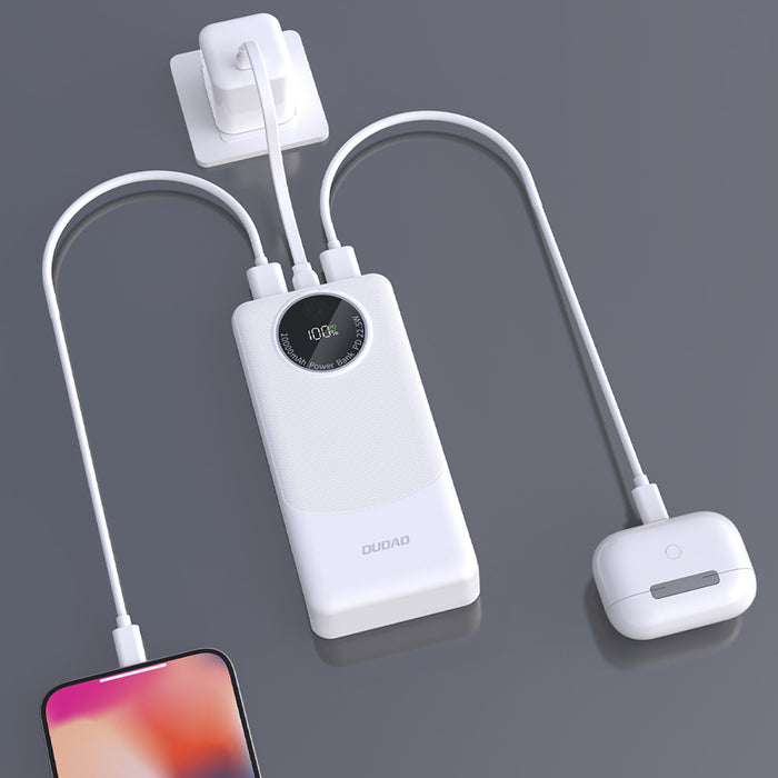 Външна батерия Dudao K12Pro 22.5W PD 20000mAh USB-A, USB-C - Бяла
