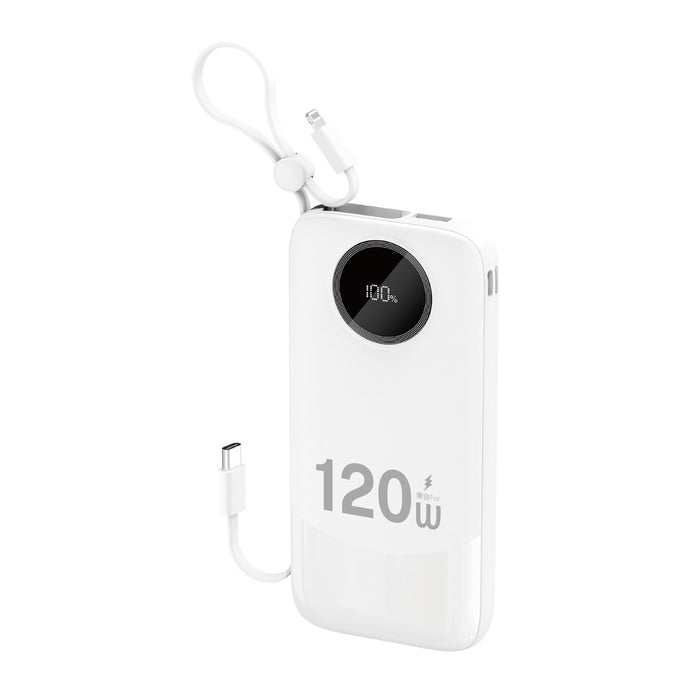 Dudao K13 10000mAh външна батерия с вграден кабел - бяла
