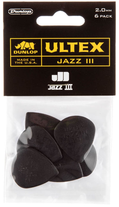 Перца за китара Jim Dunlop - Ultex Jazz III, 2.0 mm, 6 броя, черни