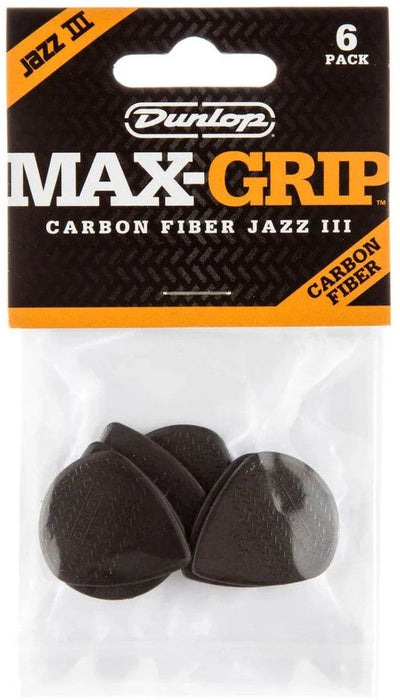 Перца за китара Dunlop - Max Grip Jazz III, 1.38 mm, 6 броя, черни