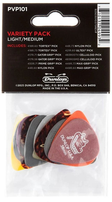 Перца за китара Dunlop - Variety Pack, Light/Medium, 12 броя