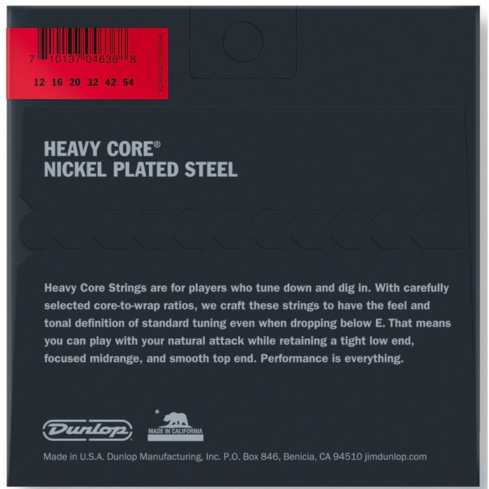 Струни за електрическа китара Dunlop - DHCN1254, Heavy Core, 12-54