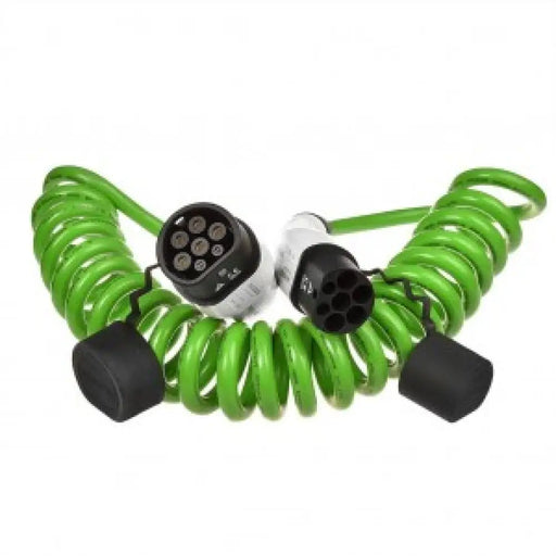 DUOSIDA CABLE TYPE 2 TO TYPE 2 32A 7,4KW 5M GREEN SPIRAL