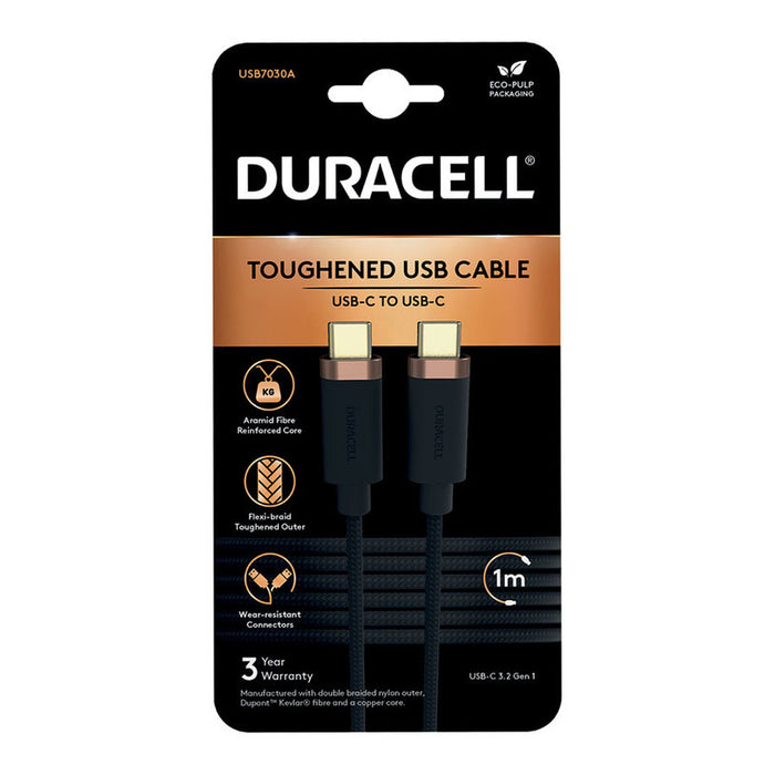 КАБЕЛ DURACELL USB-C - USB-C 1m USB7030A